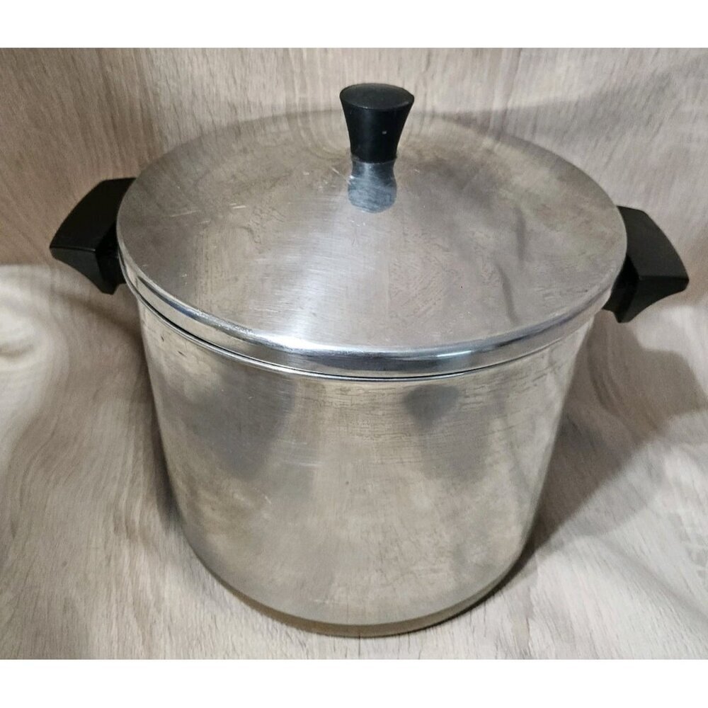 Vintage Revere Ware 1801 Copper Bottom 8 Qt Quart Stock Pot & Lid USA Clinton OH - Picture 2 of 10